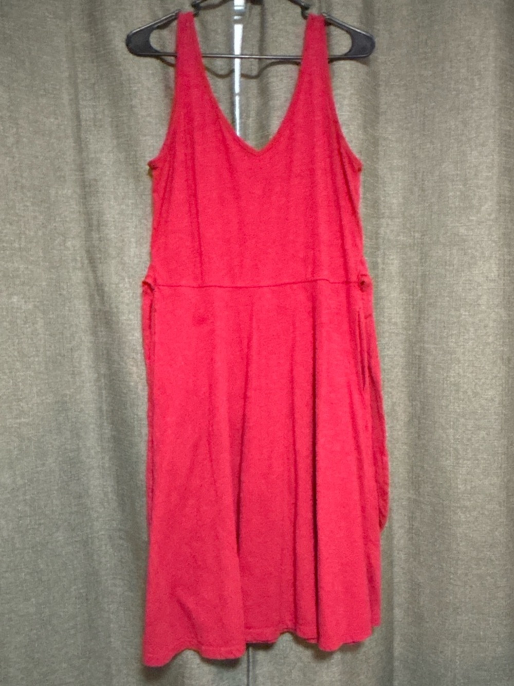 Loft Red Sleeveless V-Neck Women's Cotton Dress